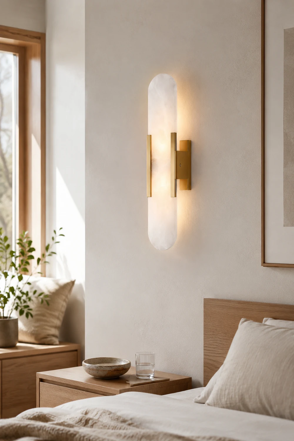 Modern Vertical Alabaster Wall Sconce - Lumpaz