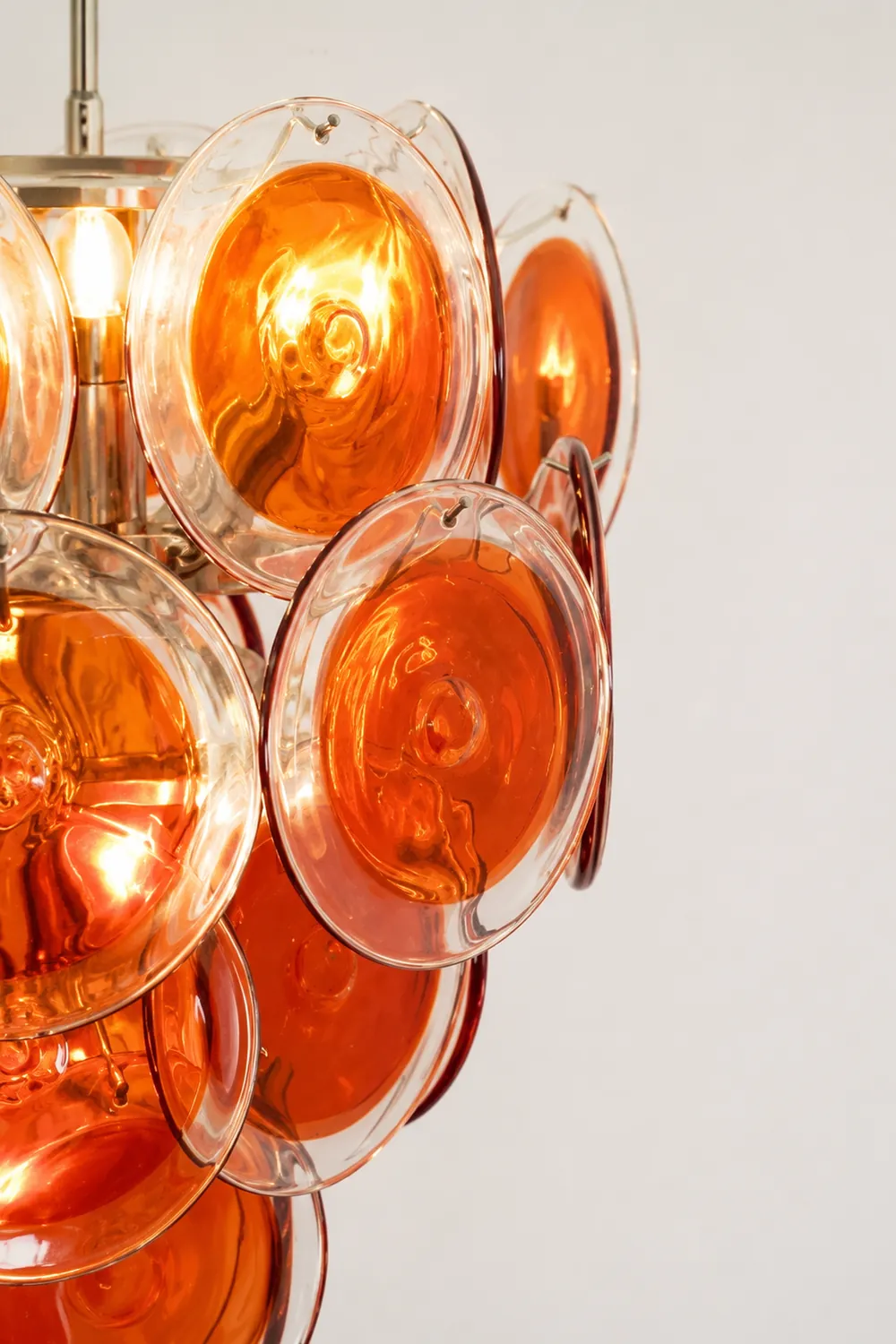 Murano Orange Disk Glass Chandelier - Lumpaz
