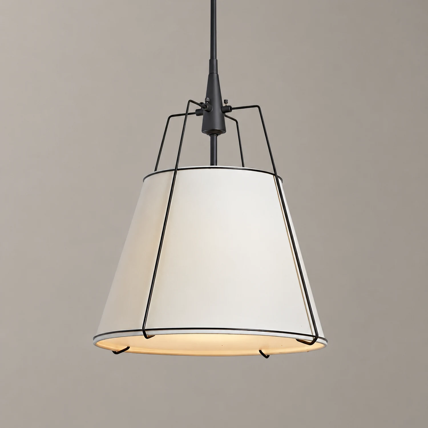 Renée Conical Gold and Fabric  Pendant Lamp - Lumpaz