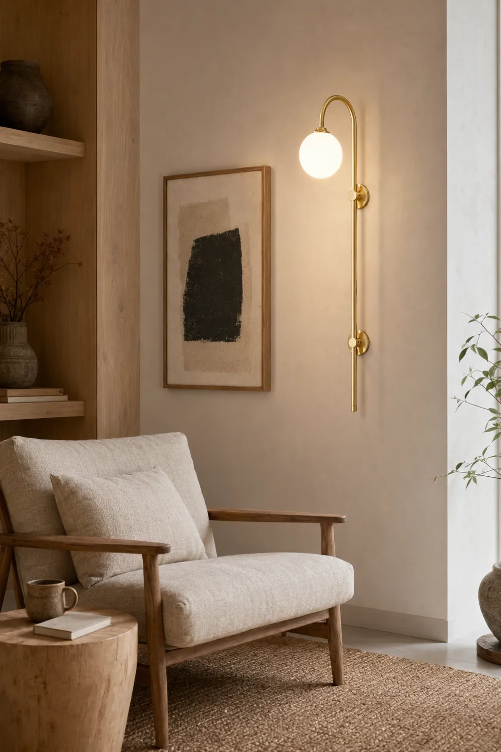Brass Globe Arm Wall Sconce - Lumpaz