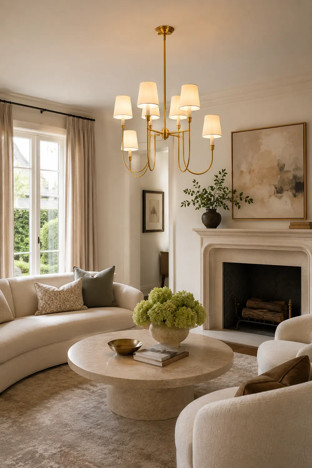 Vendome Gold Fabric Shade Chandelier - Lumpaz