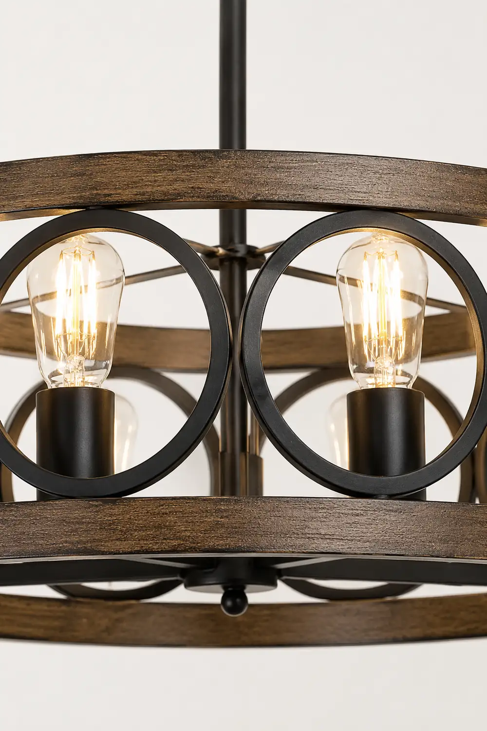 Franklin Bronze Vintage Wood Drum Chandelier - Lumpaz