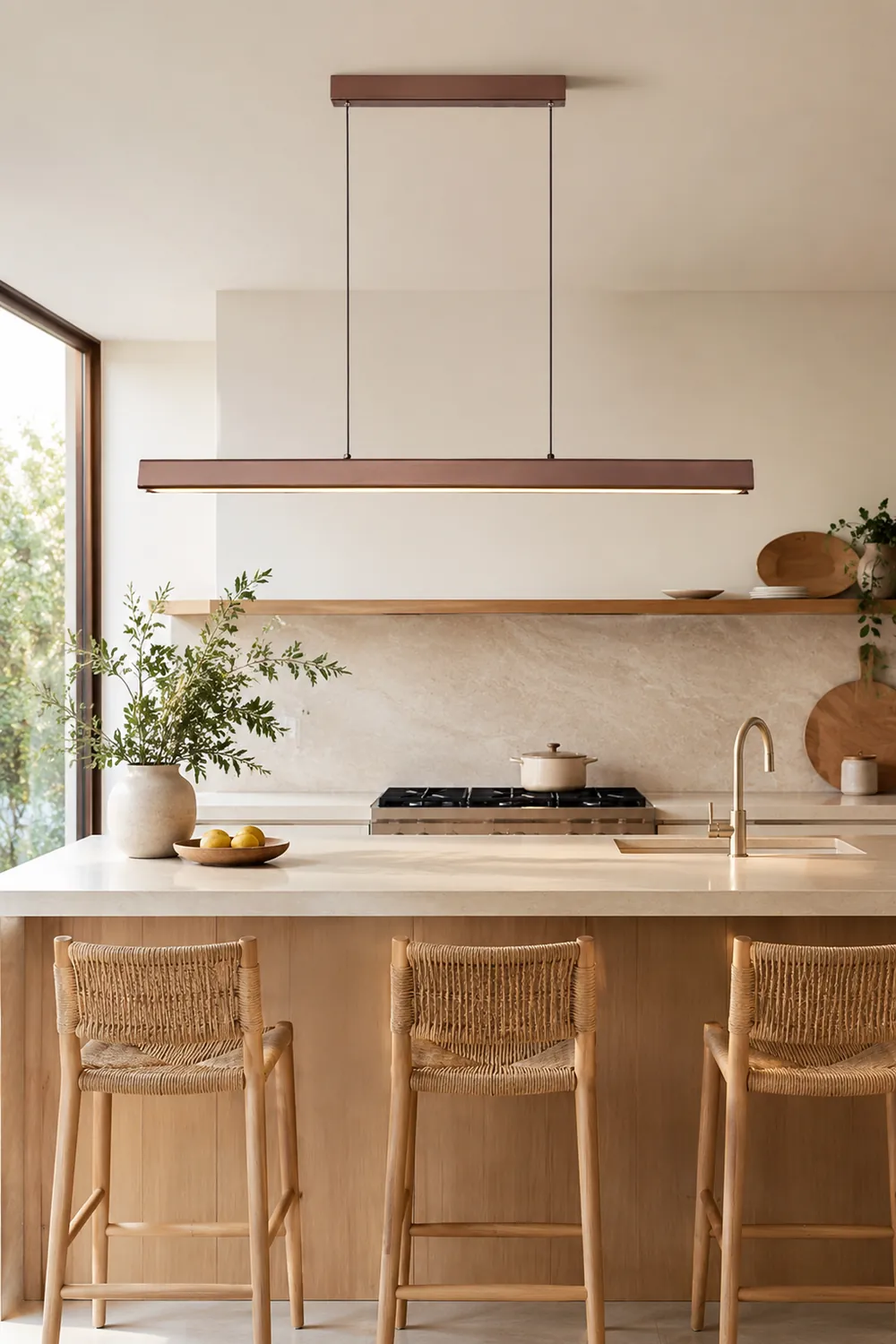 Walnut minimalist wood chandelier - Lumpaz