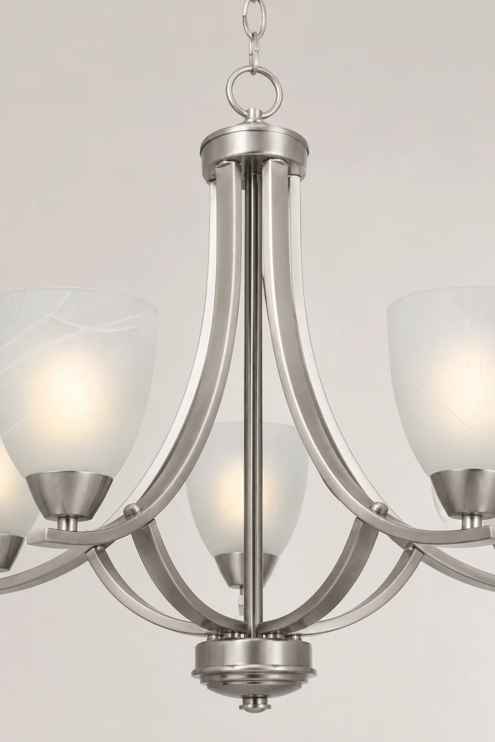 Transitional 5-Light Satin Nickel Chandelier - Lumpaz