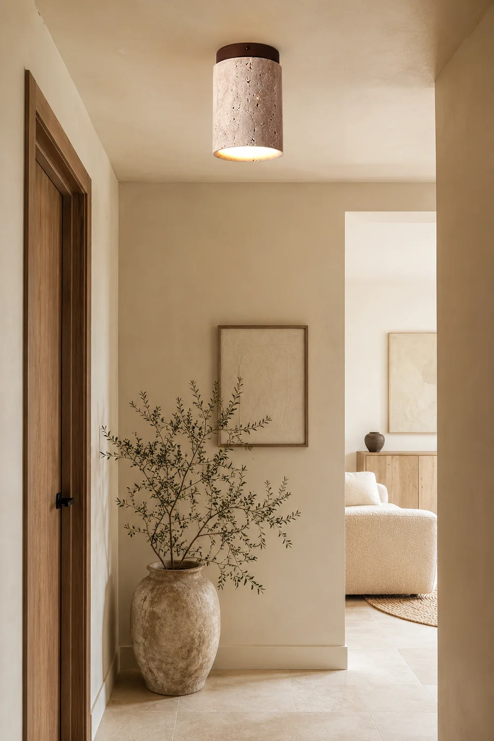 Wood and Stone Modern Flush Mount Light - Lumpaz