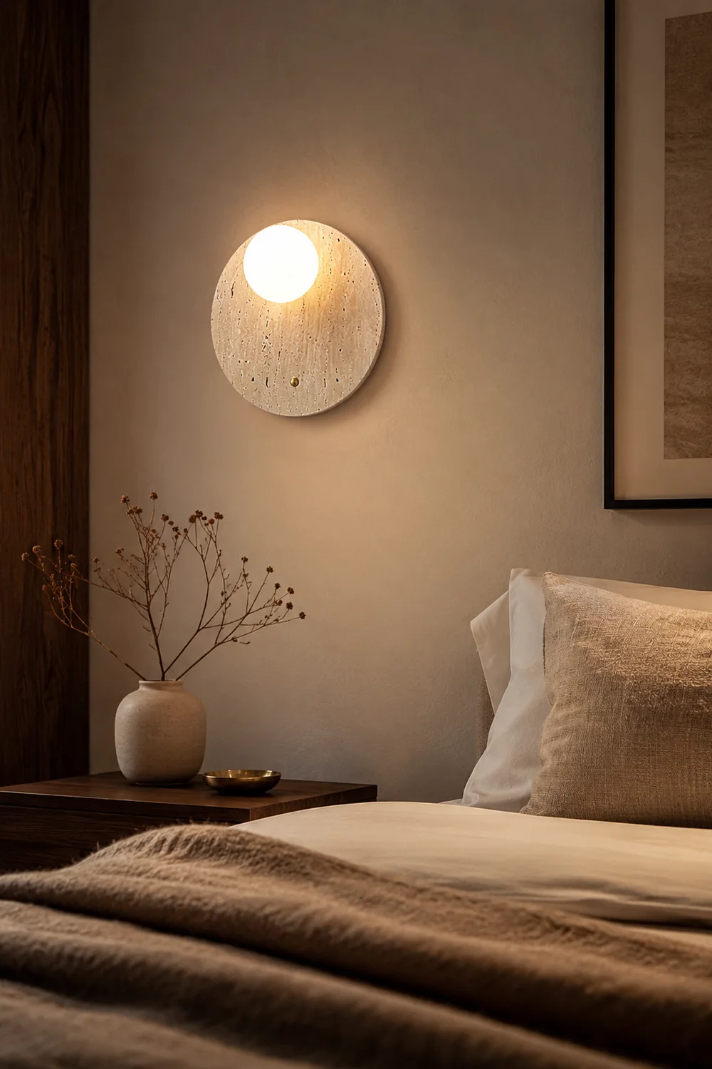 Japanese Oval Travertine Wall Light - Lumpaz