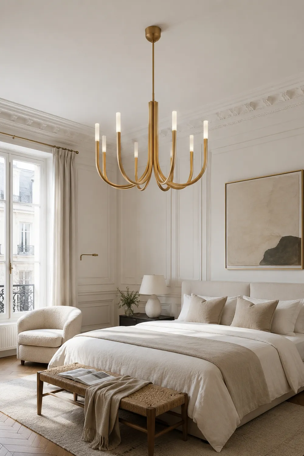 Rousseau 8-Light Brass Candle Chandelier - Lumpaz