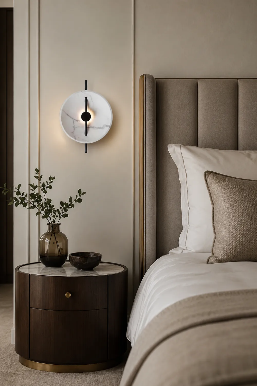 Contemporary Resin Round Marble Wall Light - Lumpaz