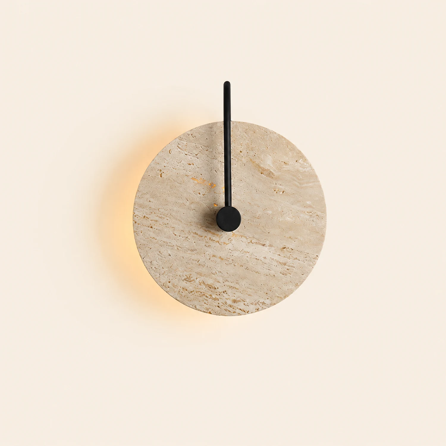 Minimalist Circular Travertine Wall Sconce - Lumpaz