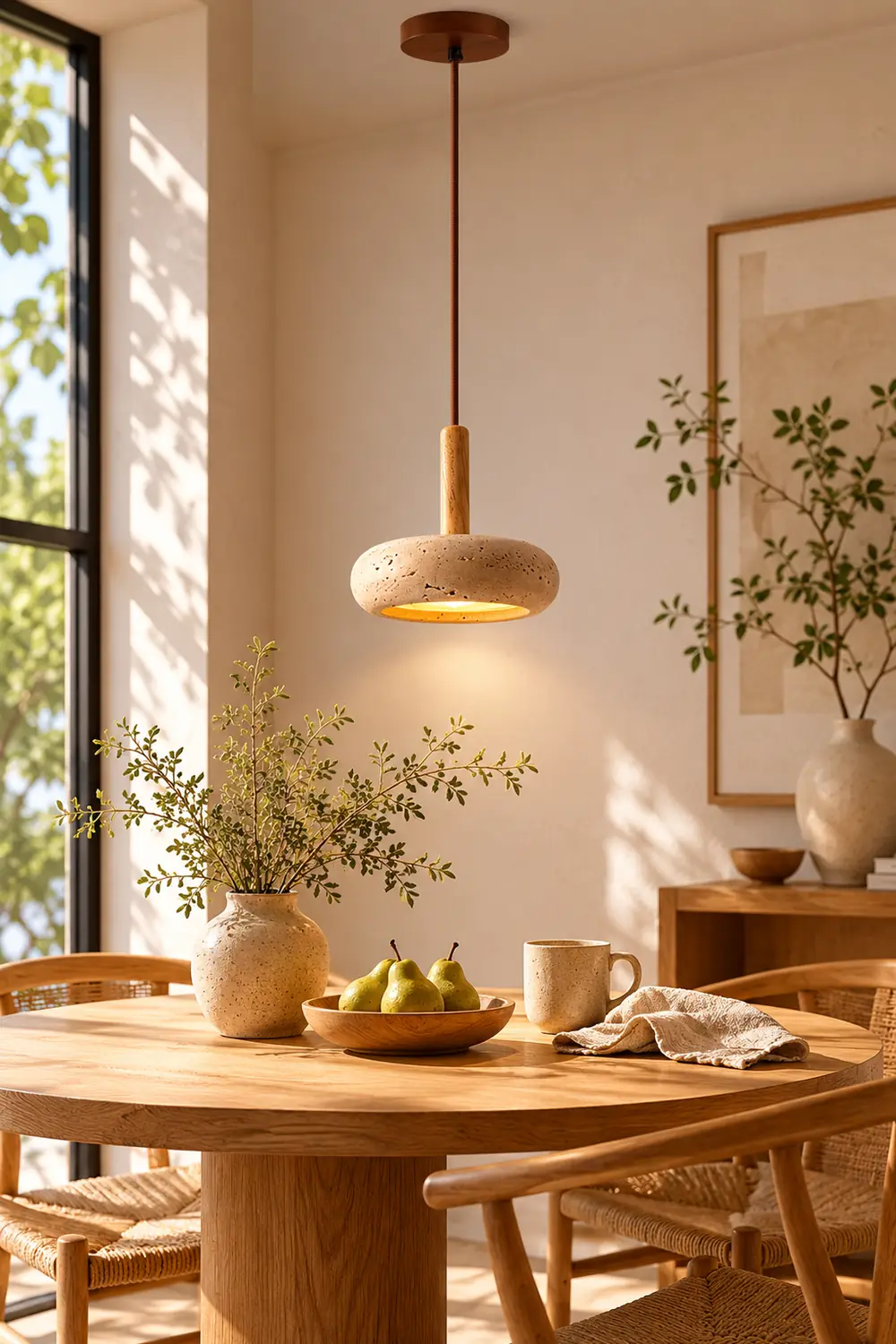 Hourglass Travertine Pendant Light - Lumpaz