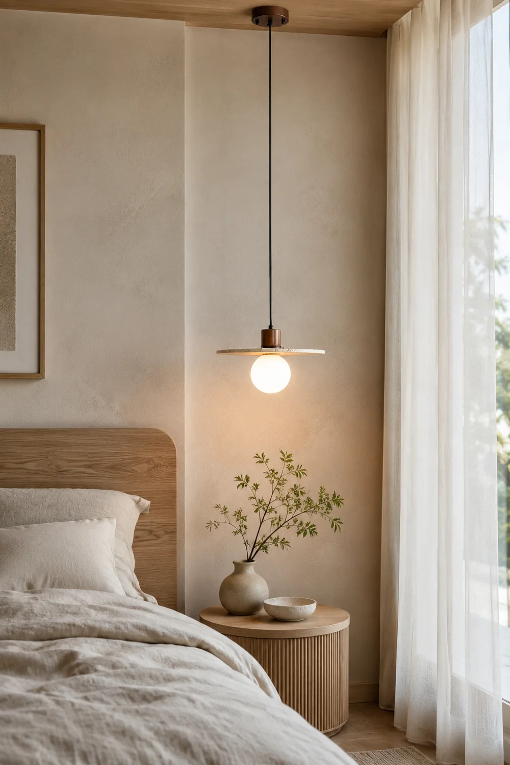 Zen Travertine Disc Pendant Light - Lumpaz