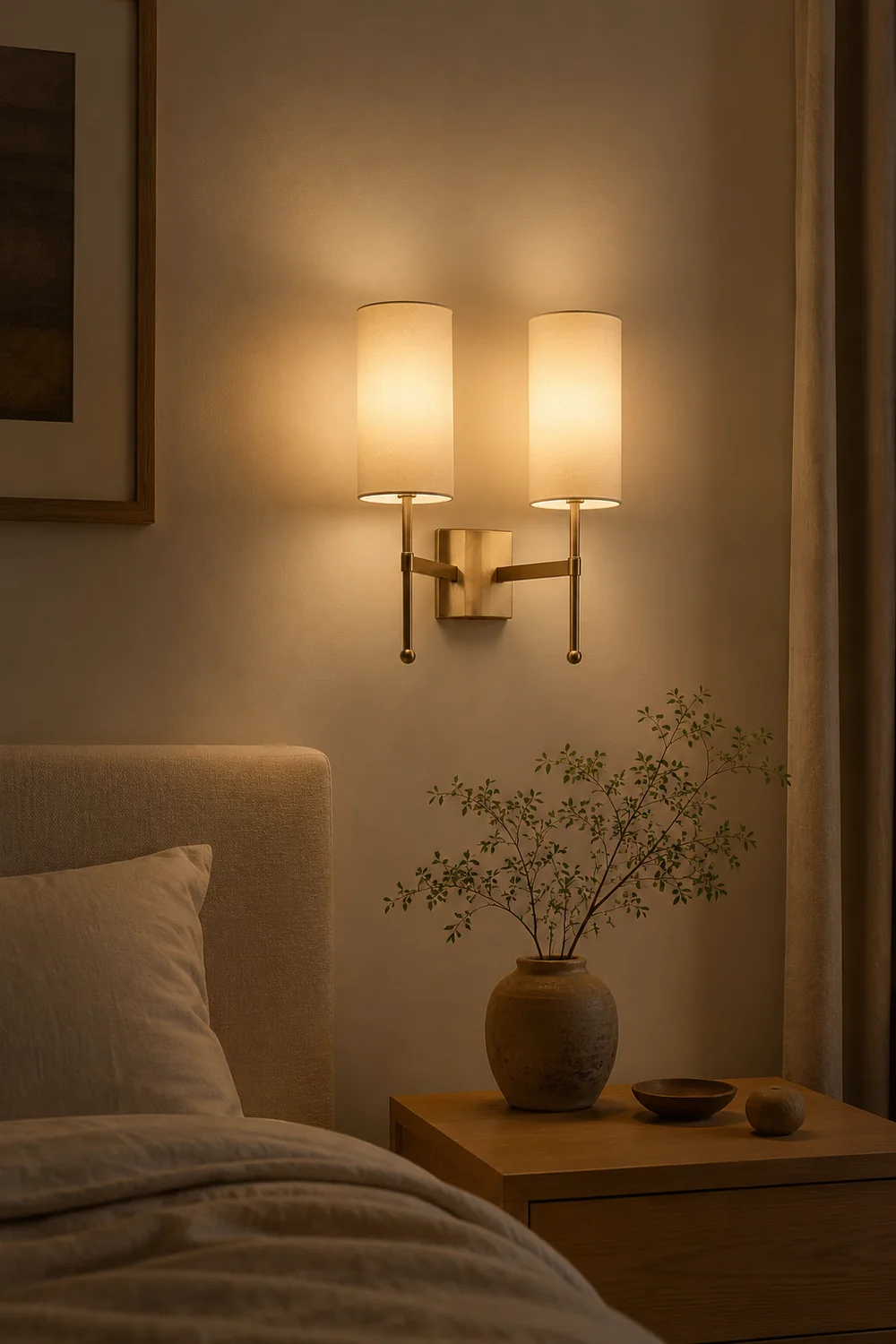 Silk Double Rod Brass Wall Lamp - Lumpaz