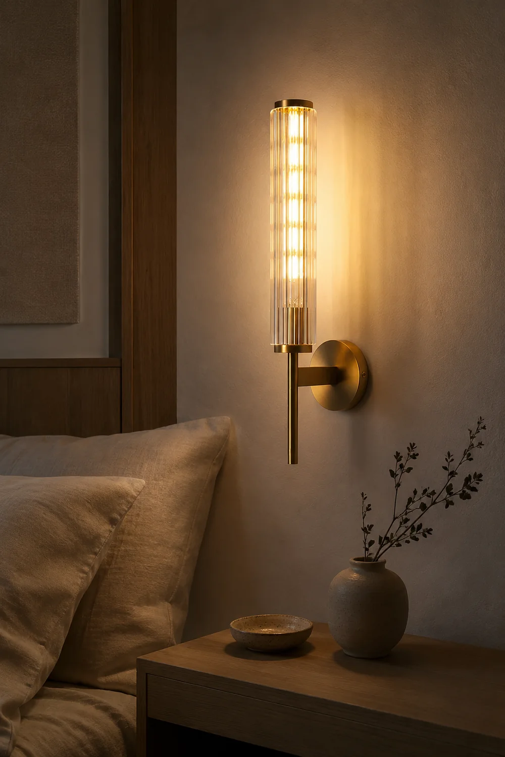 Glass Linear Brass Wall Light - Lumpaz
