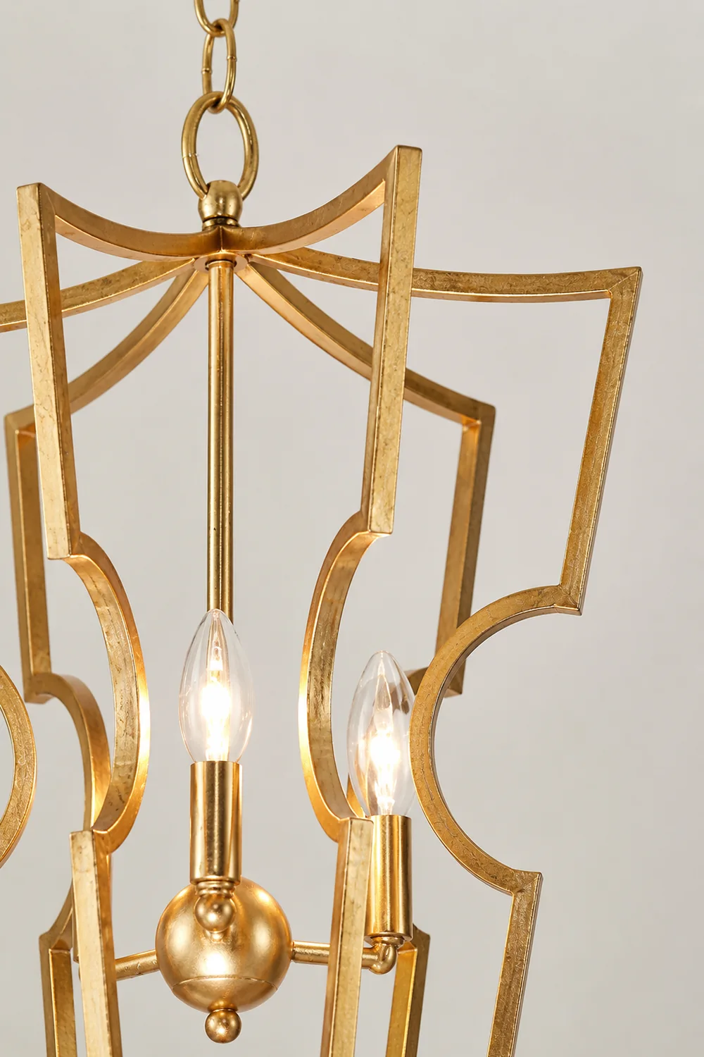 Rustic gold lantern chandelier - Lumpaz