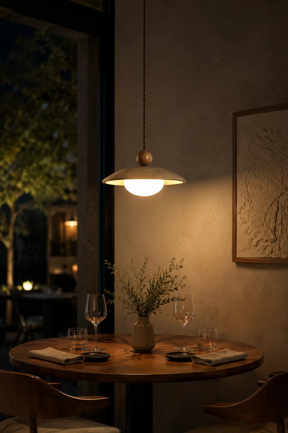 Scandinavian Travertine Disc Pendant Lamp - Lumpaz