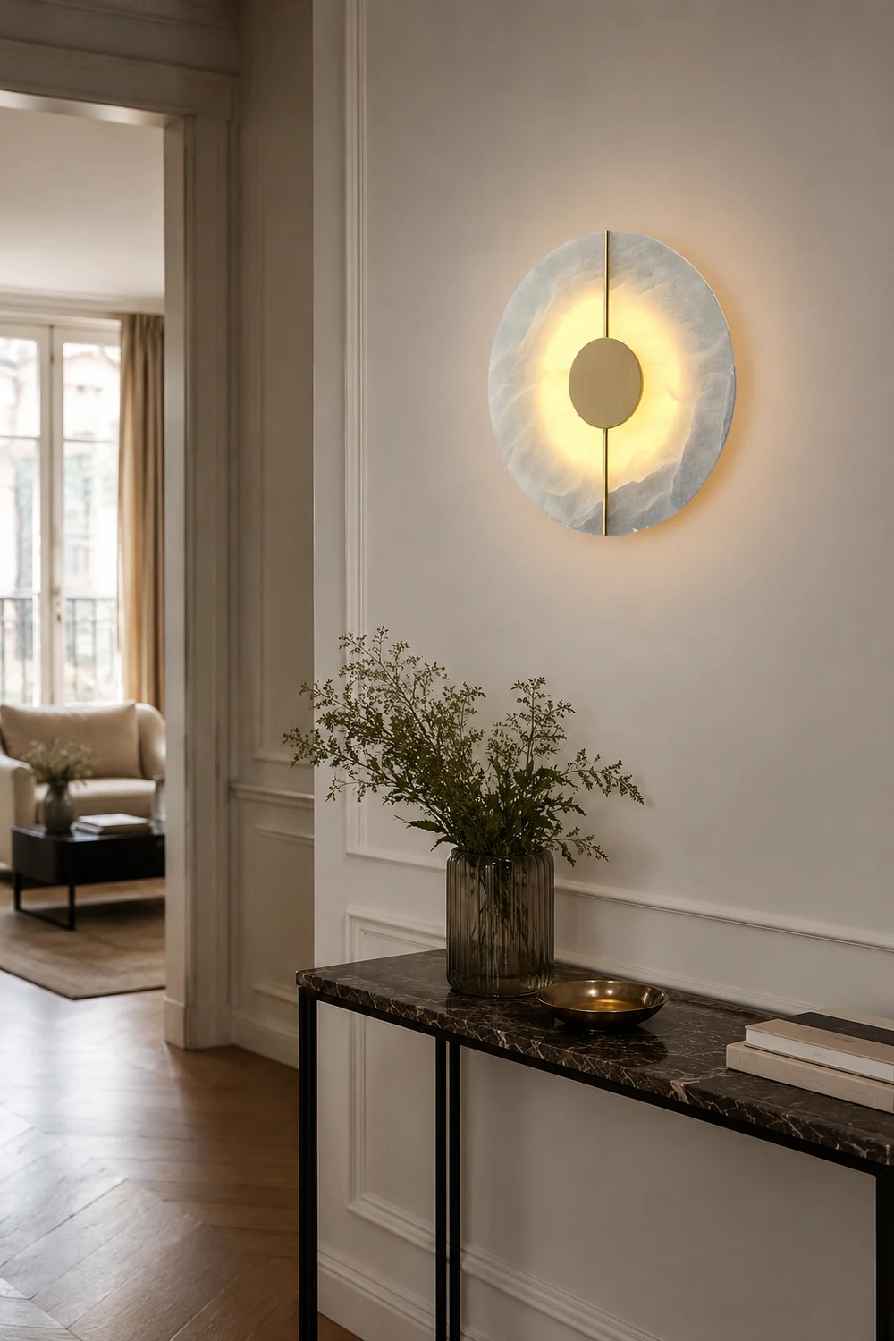 Zen Harmony Round Marble Wall Light - Lumpaz