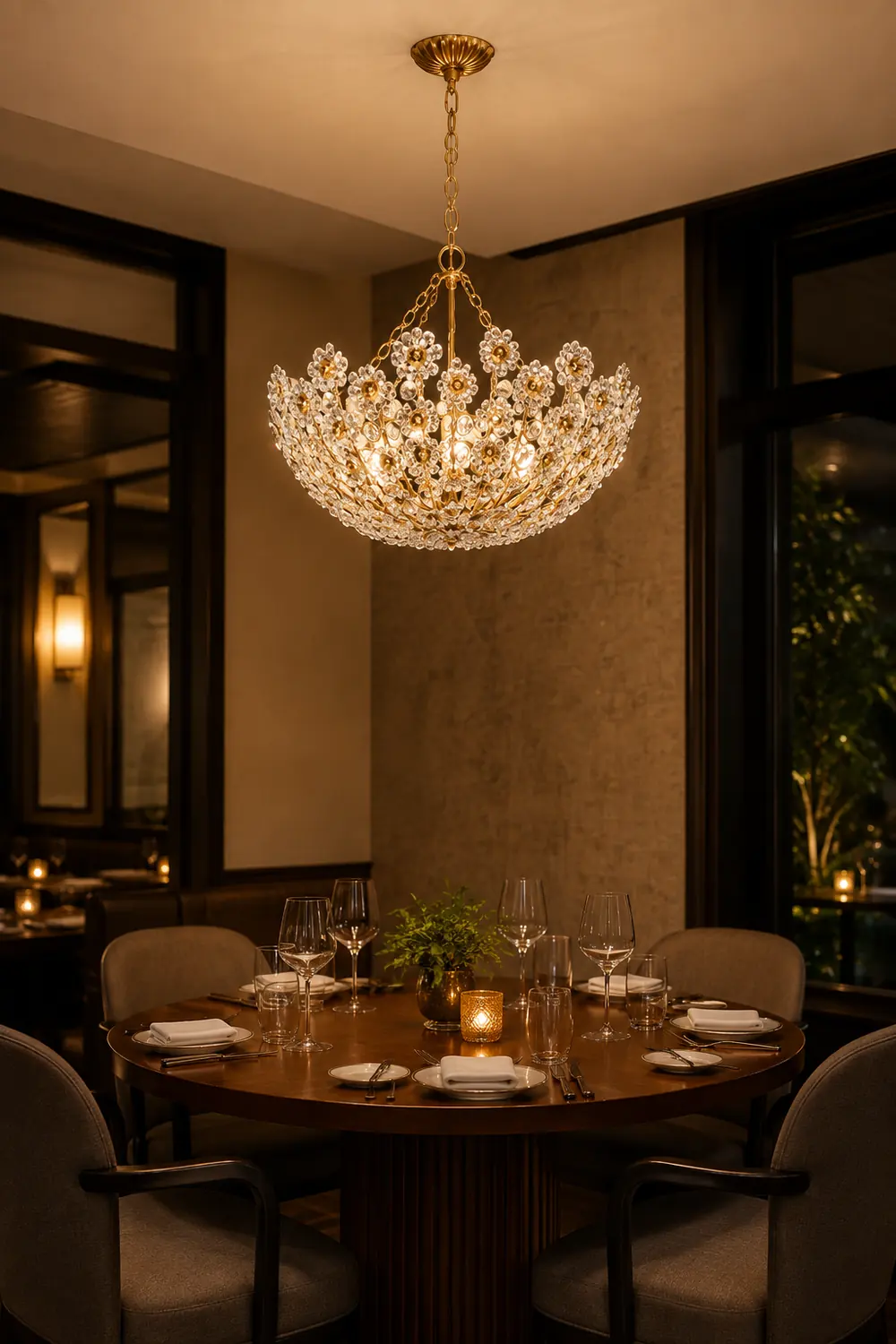 Claret Crystal Flower Basket Chandelier - Lumpaz