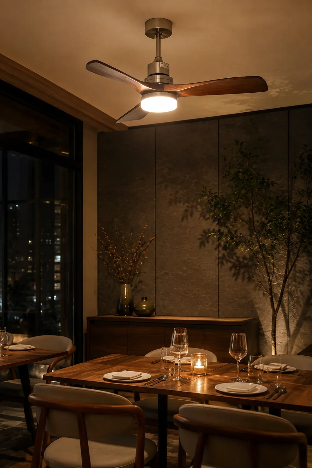 Solid Wood Three-Leaf Fan Lamp - Lumpaz