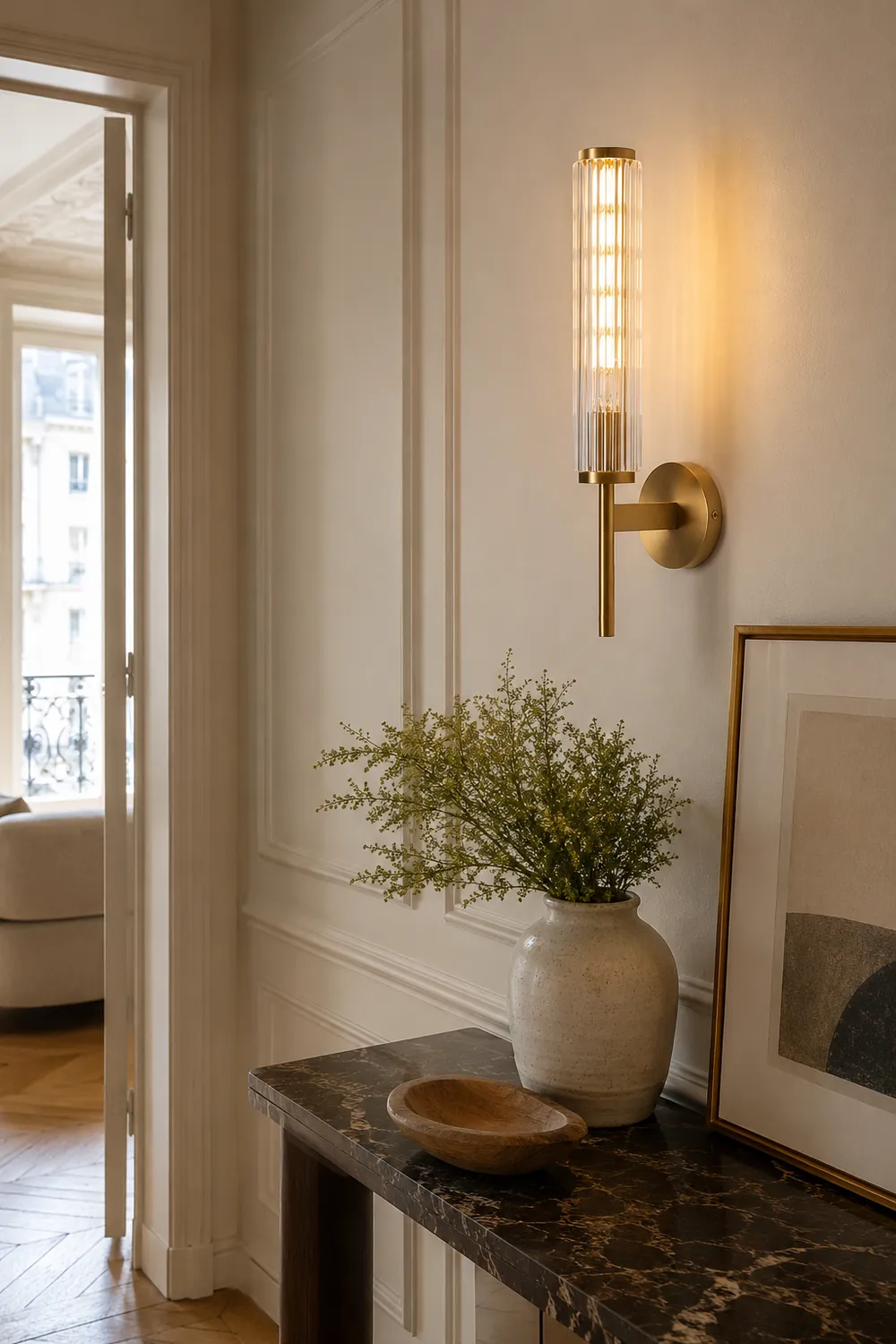 Glass Linear Brass Wall Light - Lumpaz
