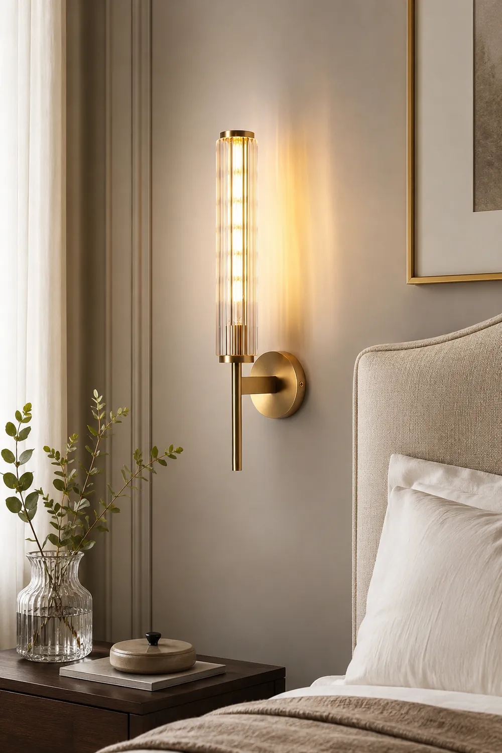 Glass Linear Brass Wall Light - Lumpaz