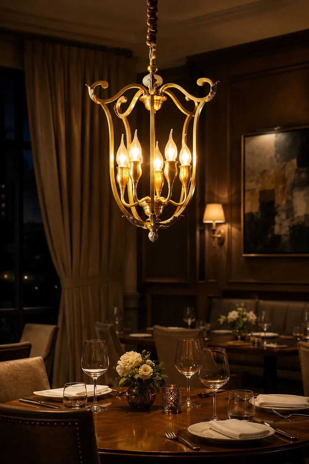 Classical carved candle chandelier - Lumpaz