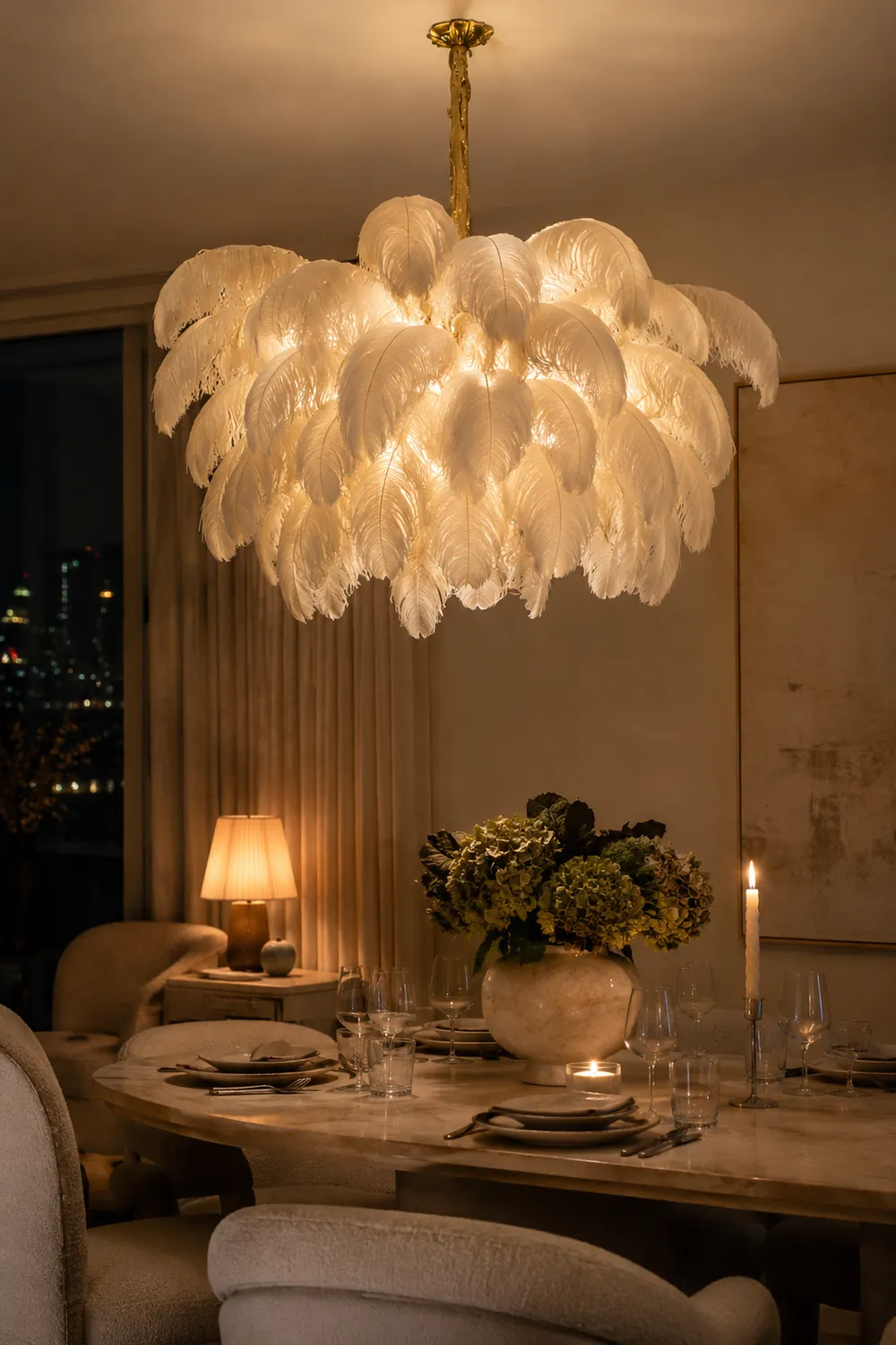 Colorful Ostrich Feather Chandelier - Lumpaz