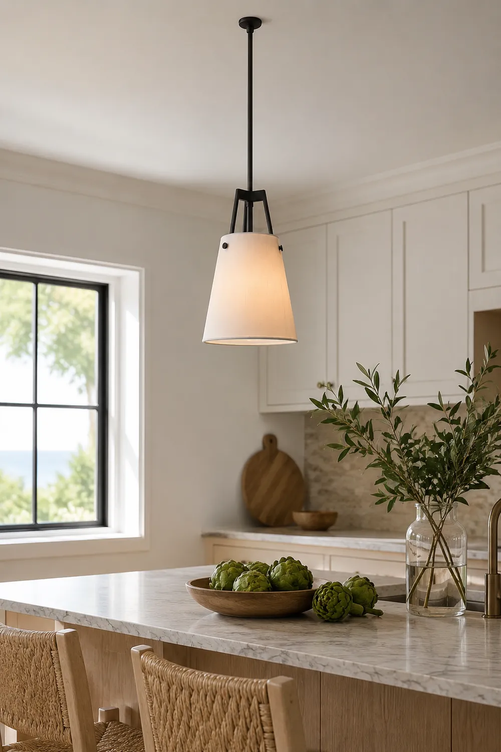 Modern Fabric Shade Corniche Pendant Lamp - Lumpaz