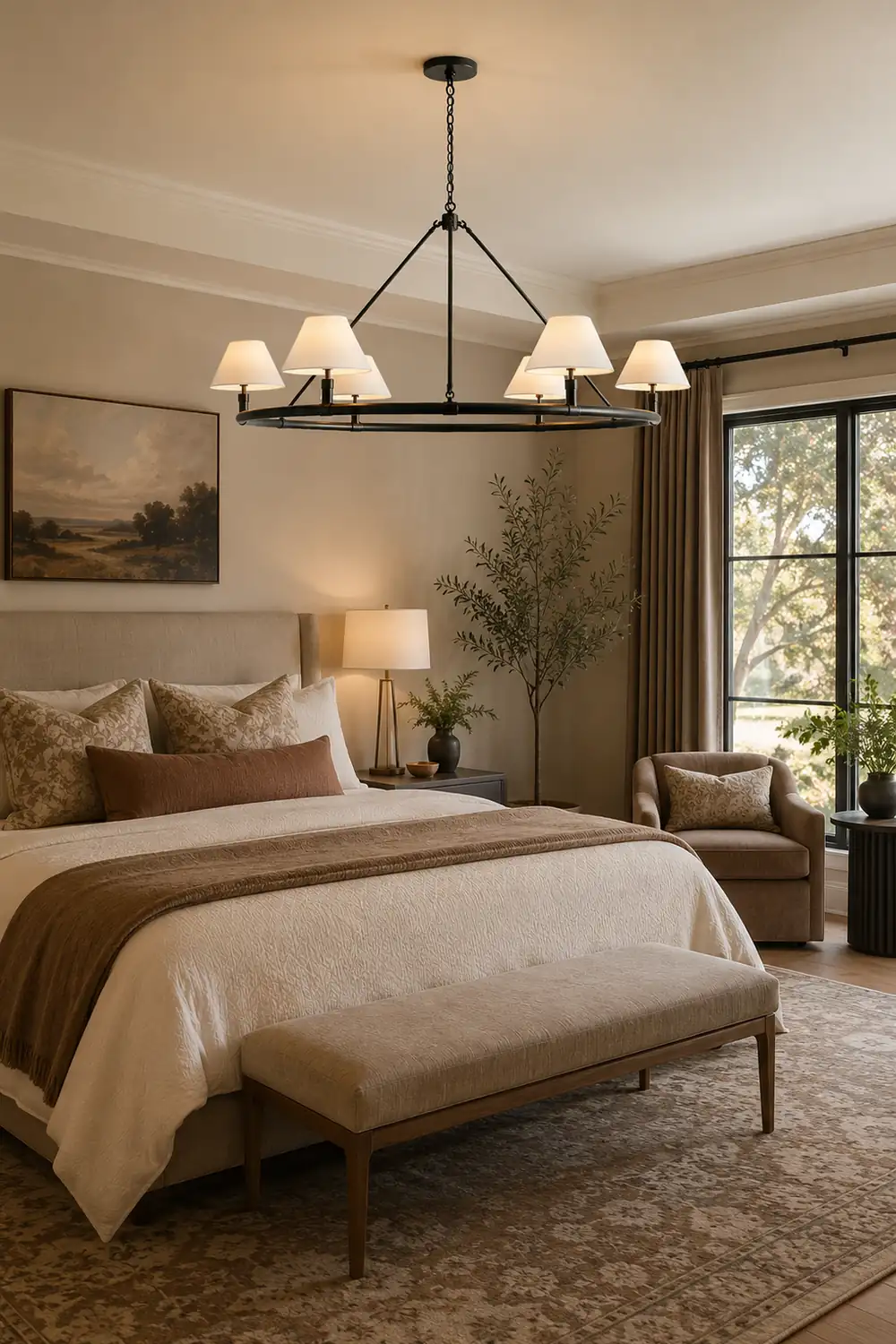 Black Metal Ring Chandelier with Cone Shades - Lumpaz