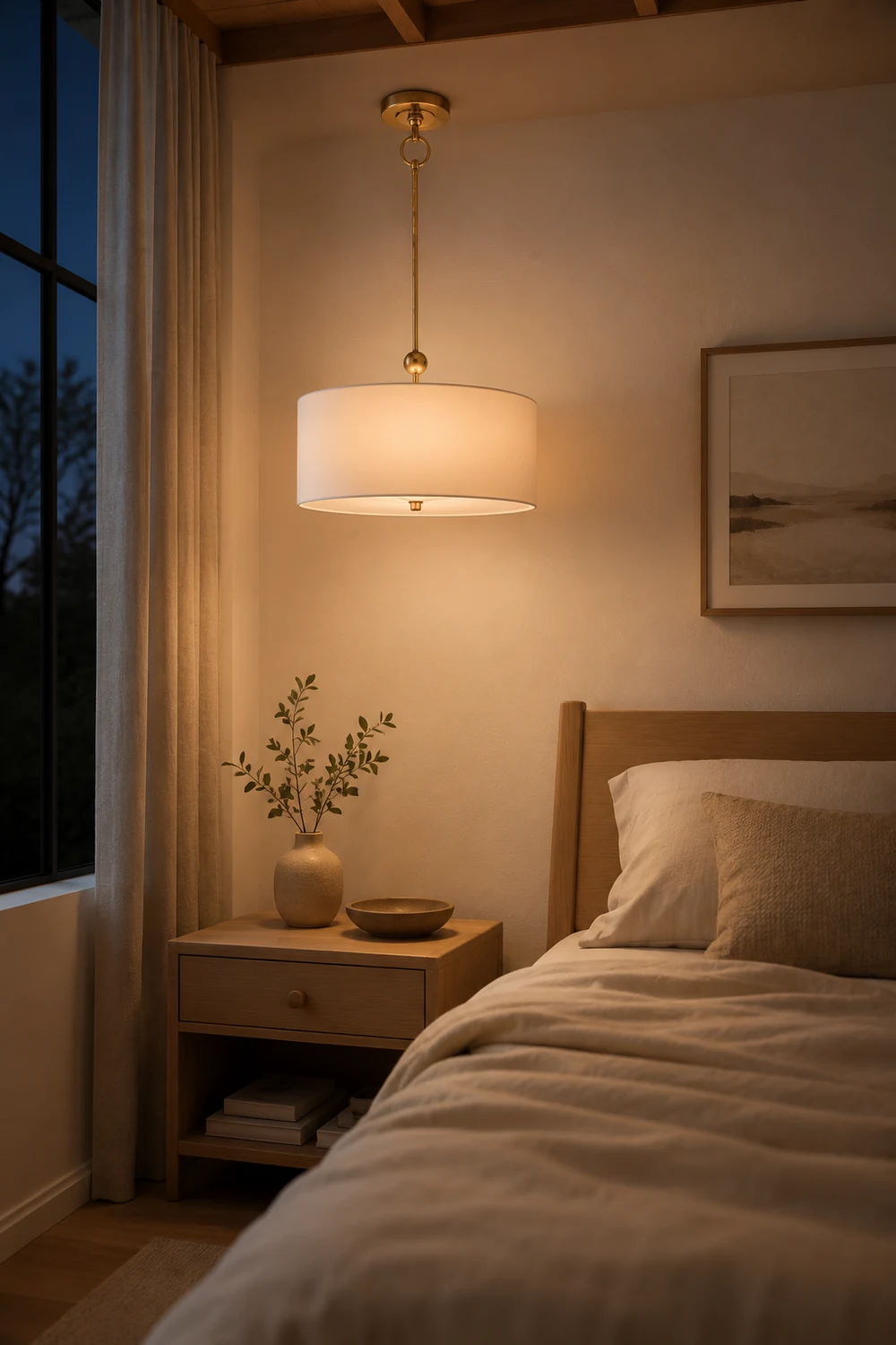 Reed Simple Drum Shade Pendant Light - Lumpaz