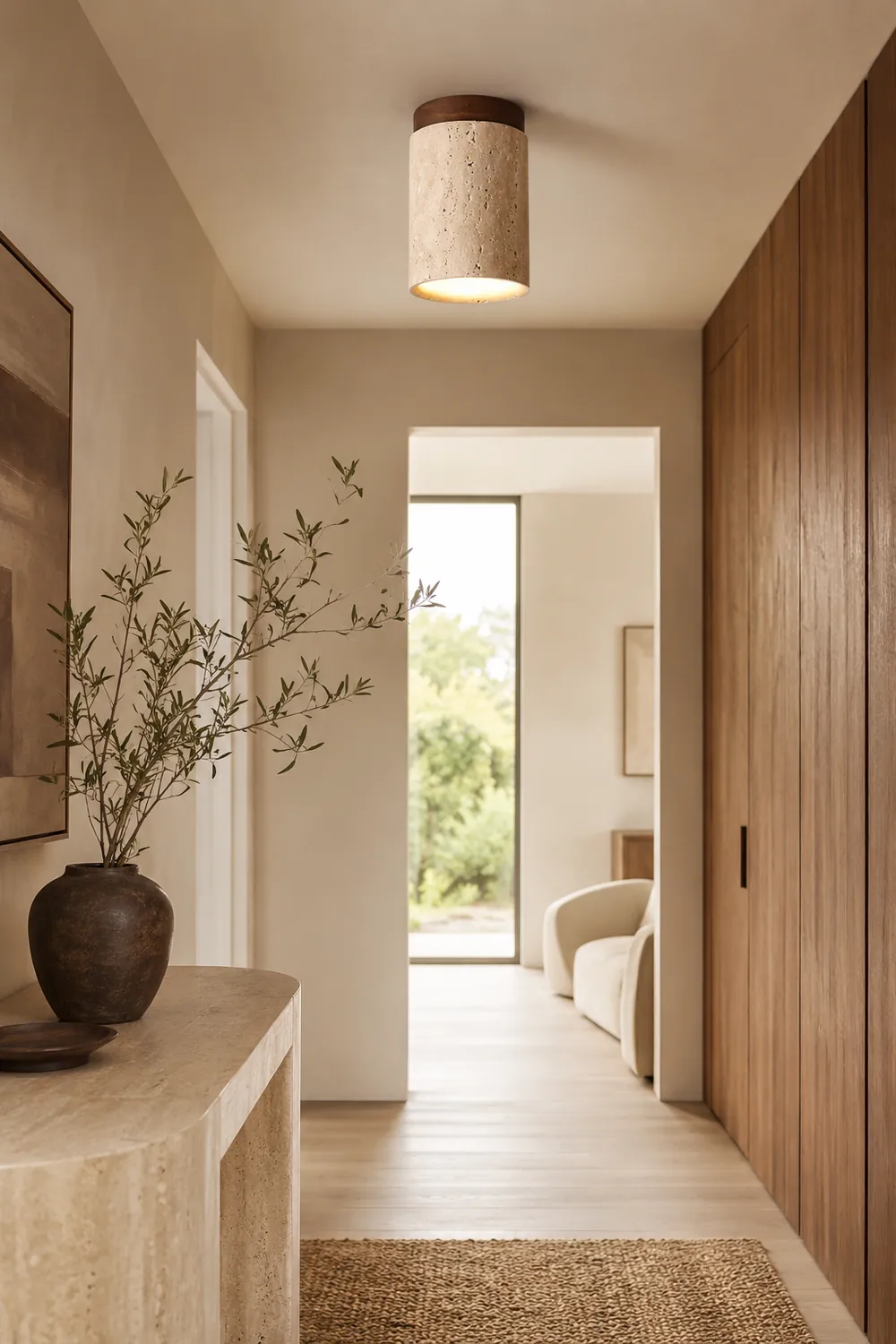 Wood and Stone Modern Flush Mount Light - Lumpaz