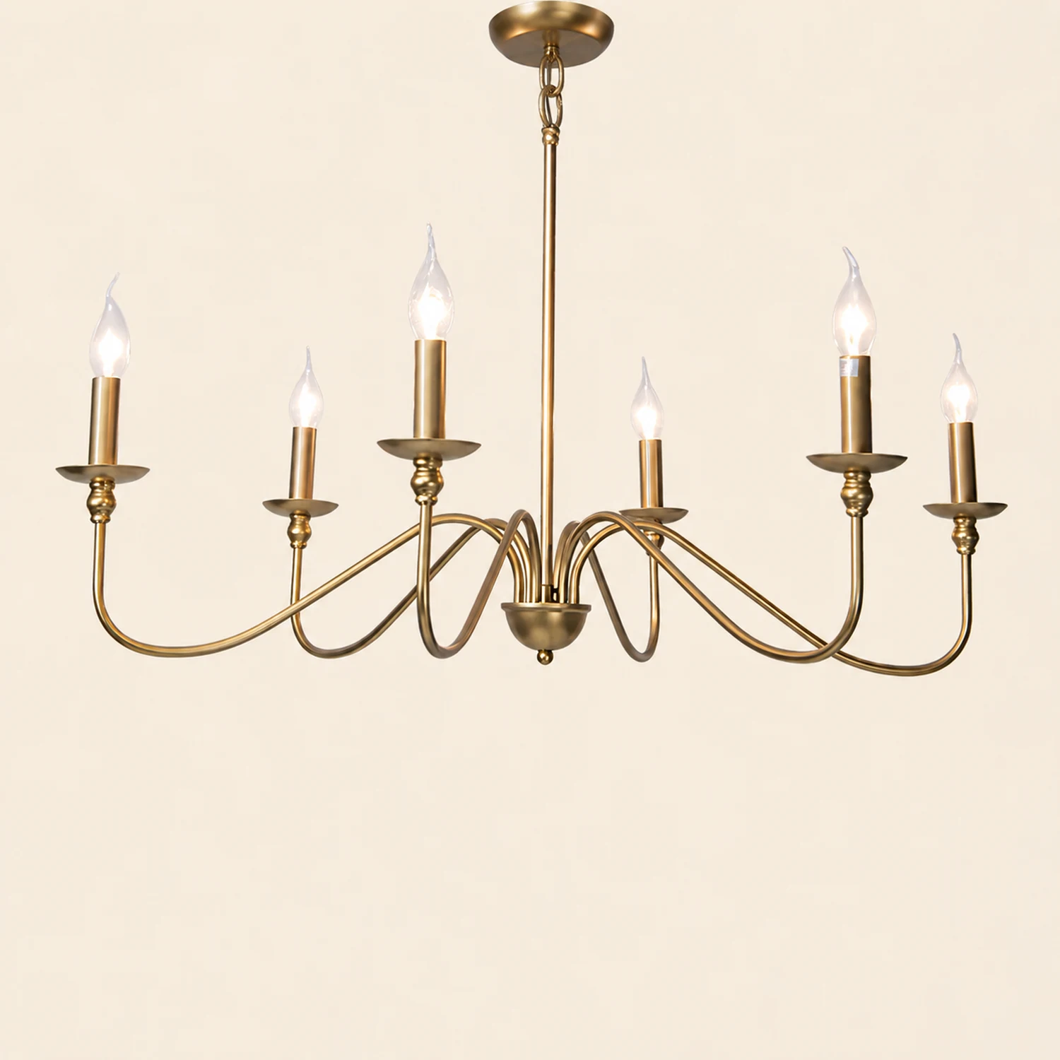 Classic Brass 6-Light Candle Chandelier - Lumpaz