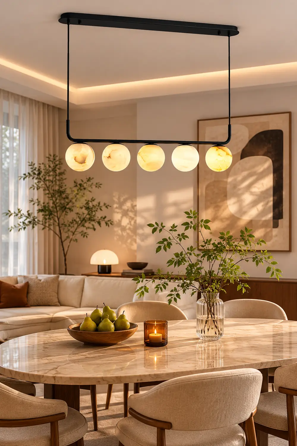 Tribeca Rohr 5 Alabaster Pendant Lamp - Lumpaz