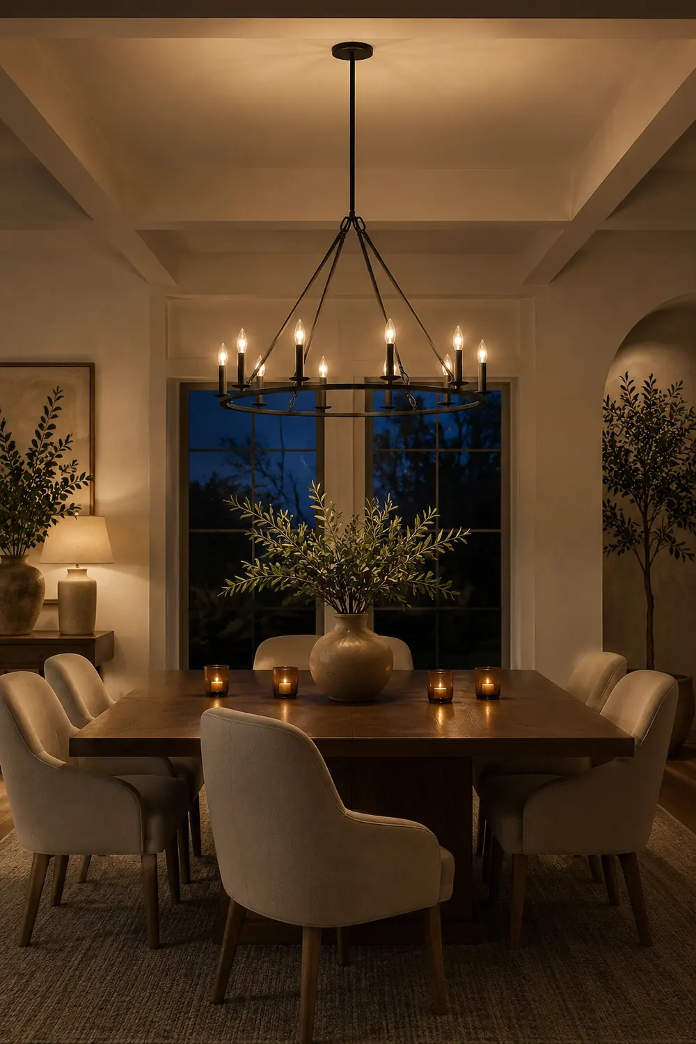 Black Round Farmhouse Candle Chandelier - Lumpaz