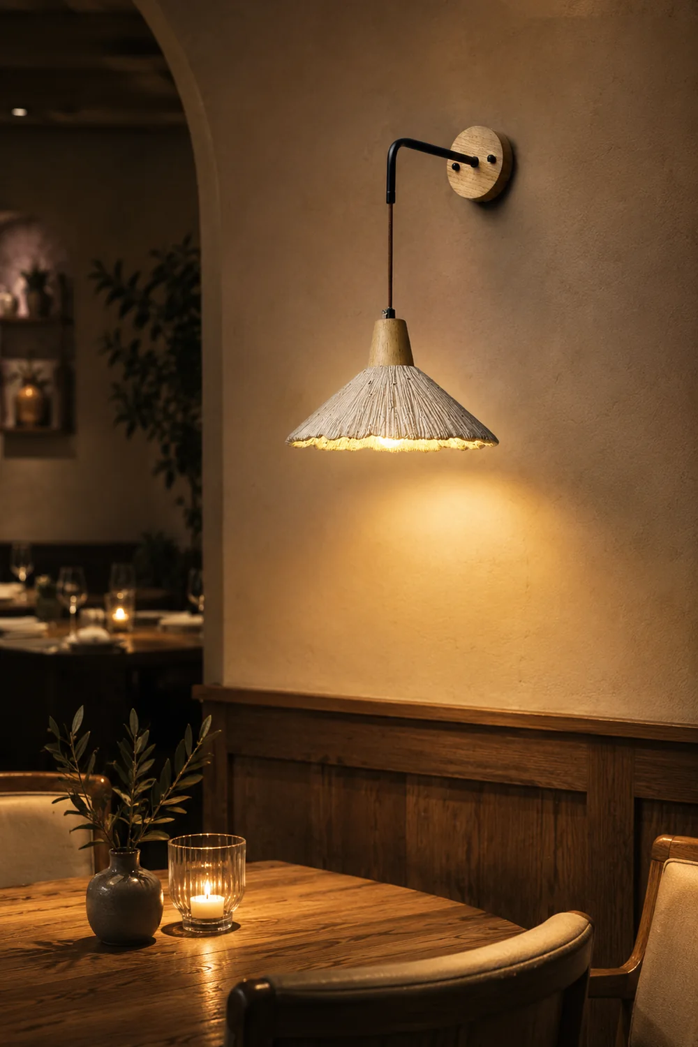 Vintage Textured Wood Wall Lamp - Lumpaz