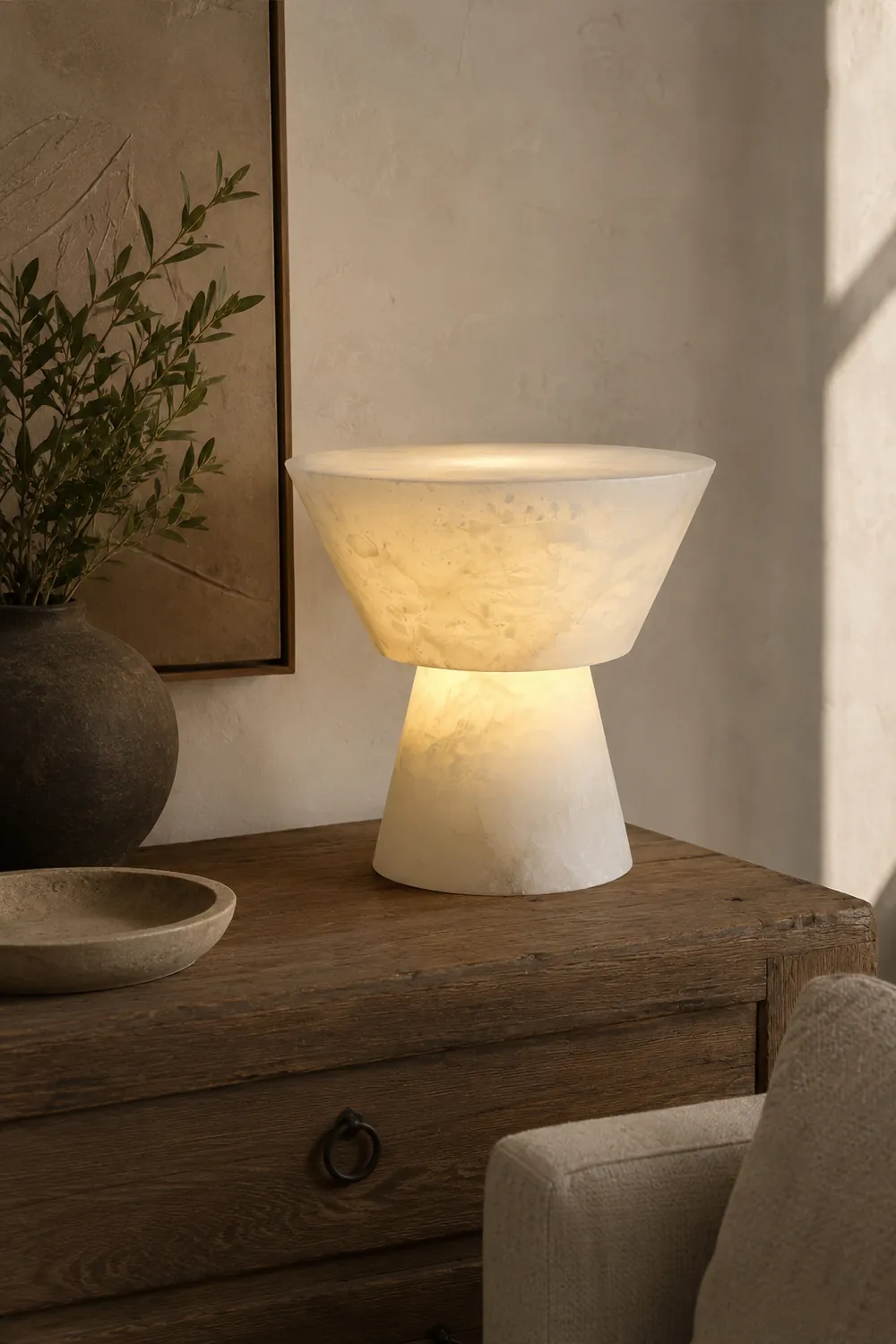 Conical Alabaster Table Lamp - Lumpaz