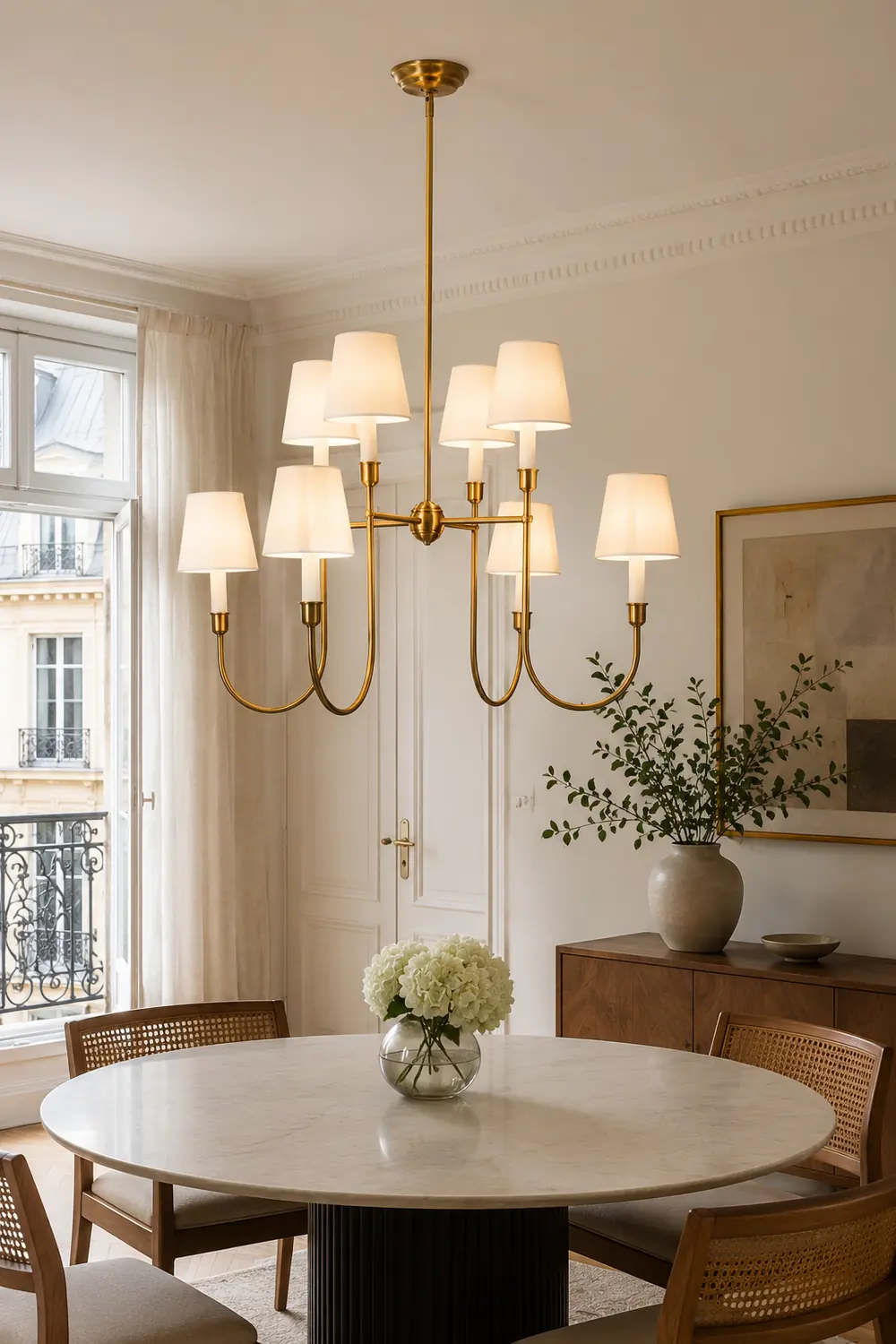 Vendome Gold Fabric Shade Chandelier - Lumpaz