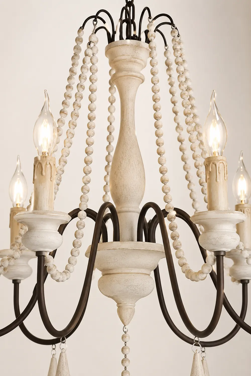 Rustic Beaded Candle Chandelier - Lumpaz