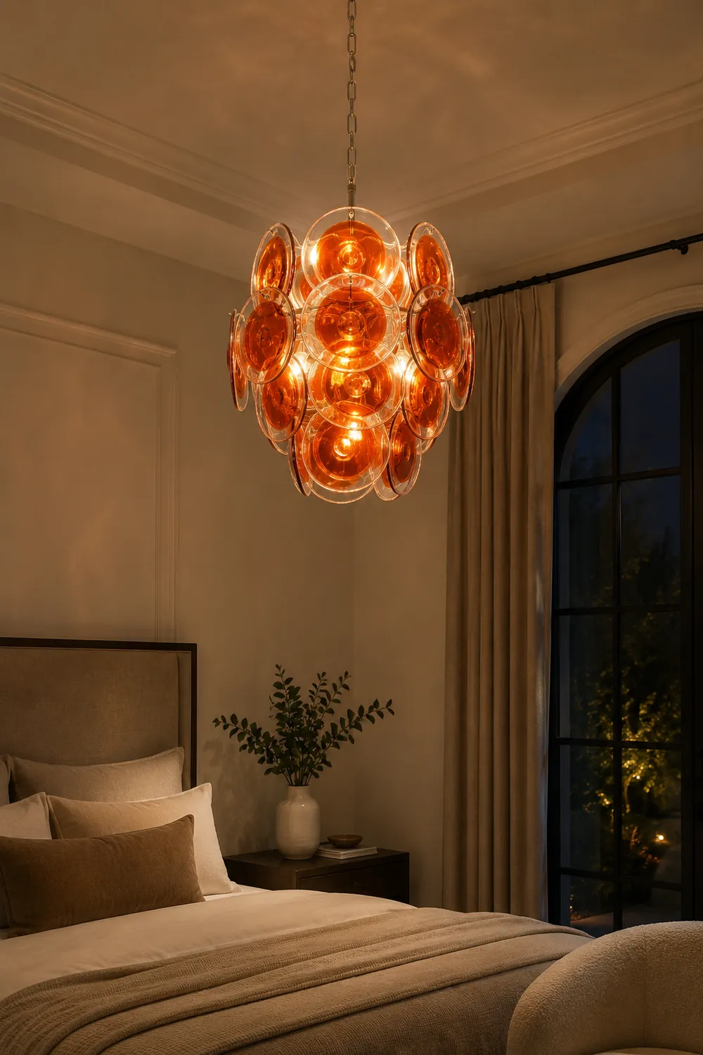 Murano Orange Disk Glass Chandelier - Lumpaz