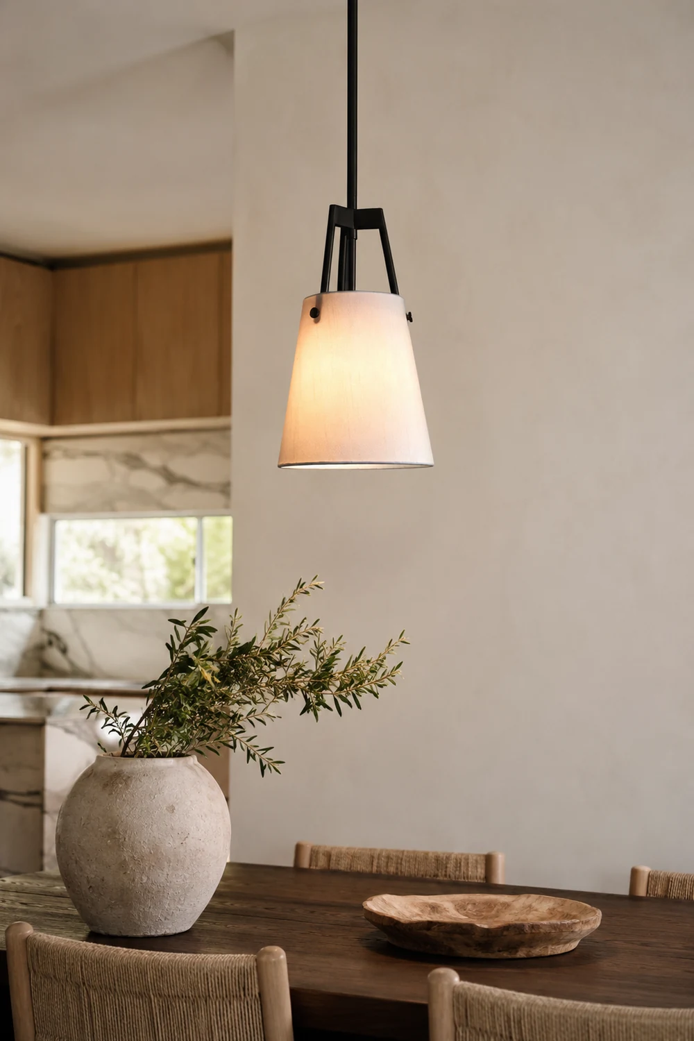Modern Fabric Shade Corniche Pendant Lamp - Lumpaz