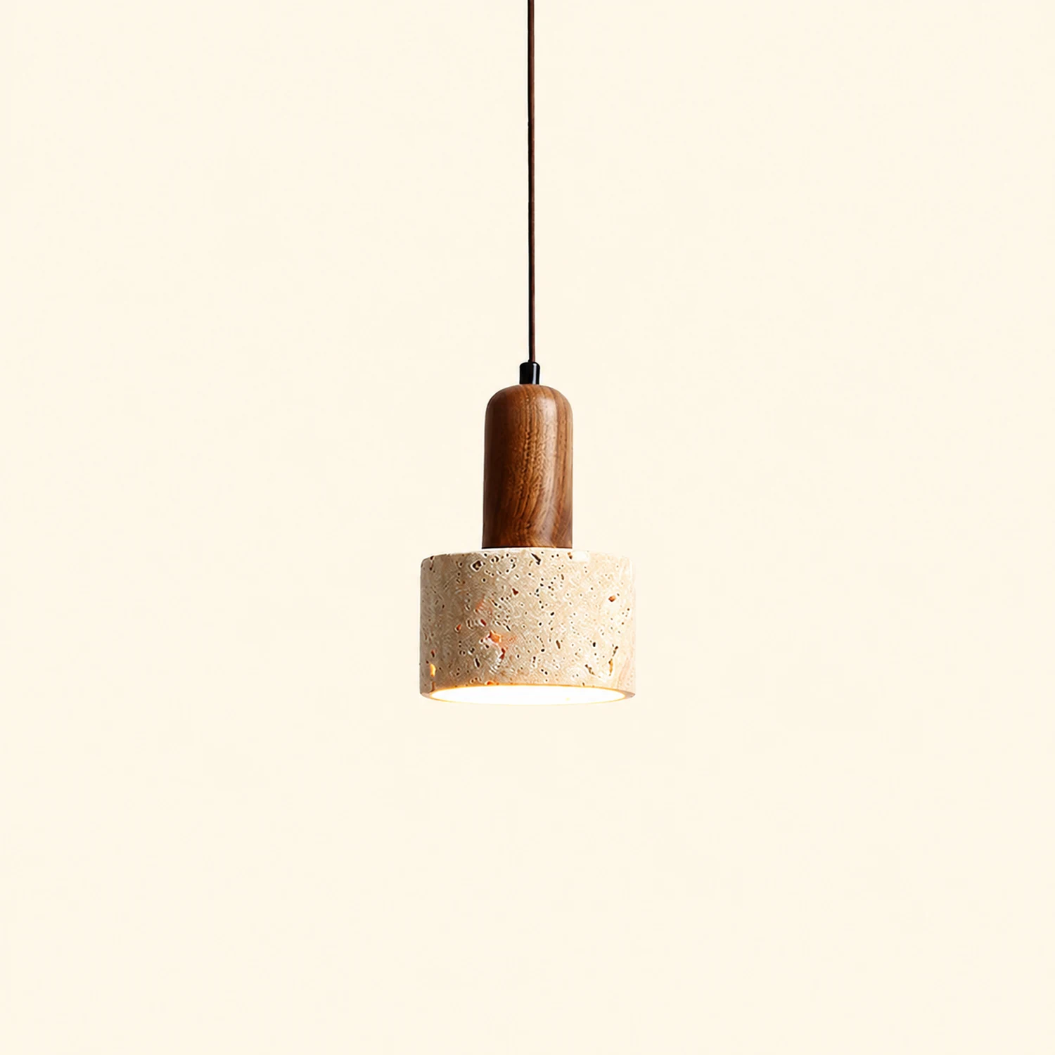 Natural Travertine Cylinder Pendant Light - Lumpaz