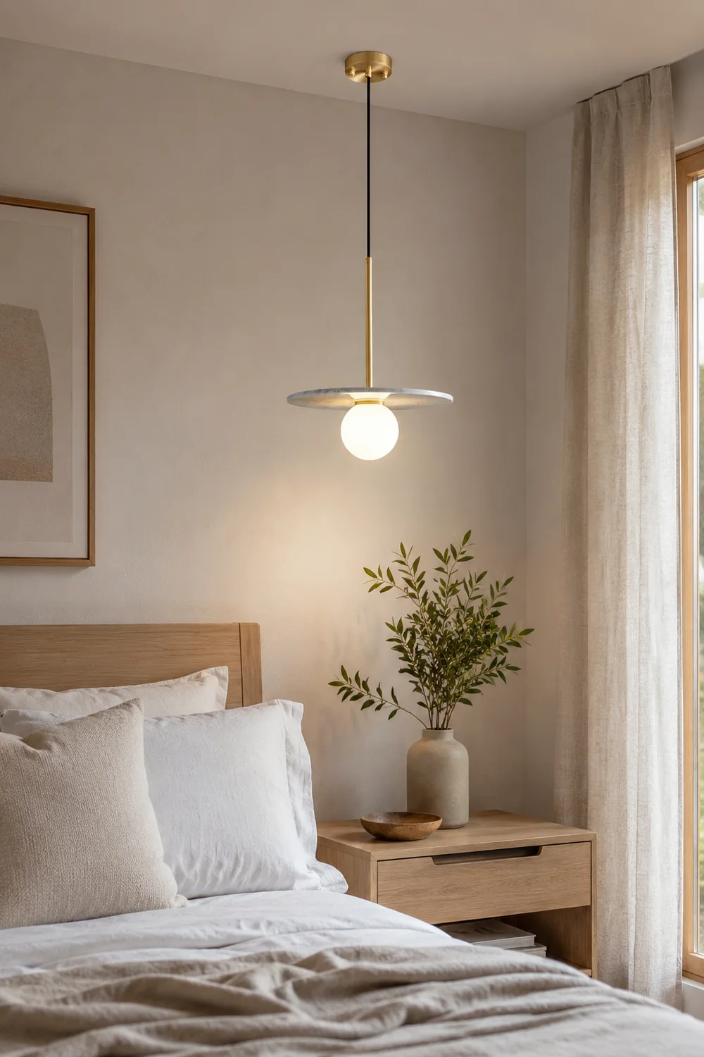 Copper marble round chandelier - Lumpaz