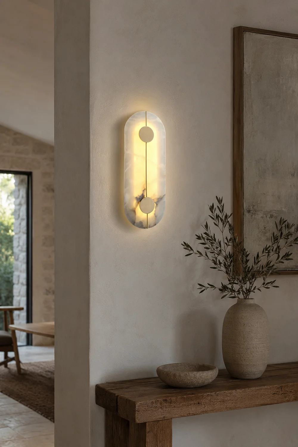 Modern Oval Alabaster Wall Lamp - Lumpaz