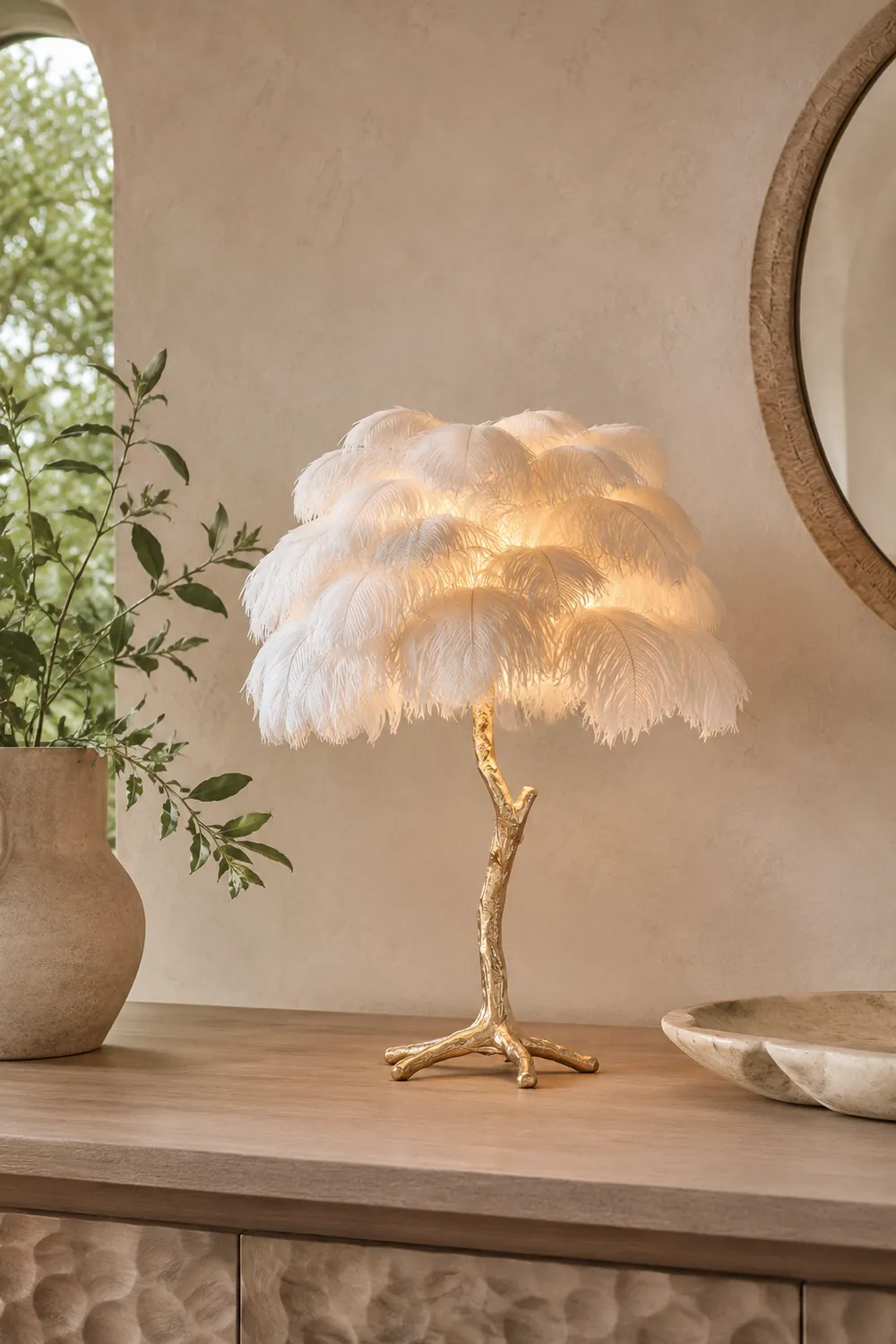 Colorful Ostrich Feather Table Lamp - Lumpaz