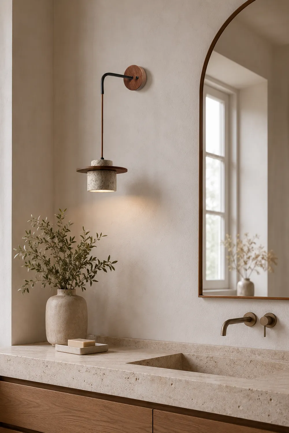 Rustic Textured Cata  Stone Wall Lamp - Lumpaz