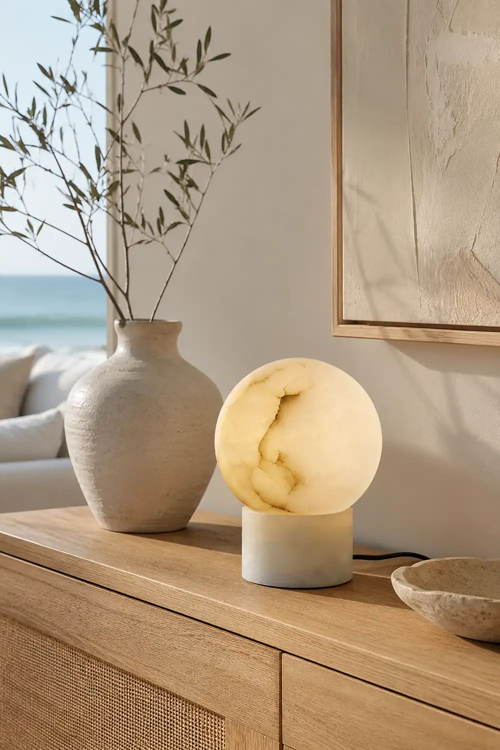 Globe Alabaster Table Lamp - Lumpaz