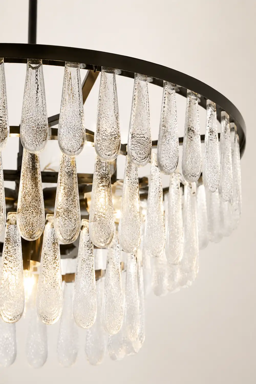 Gold Circular Textured Glass Chandelier - Lumpaz