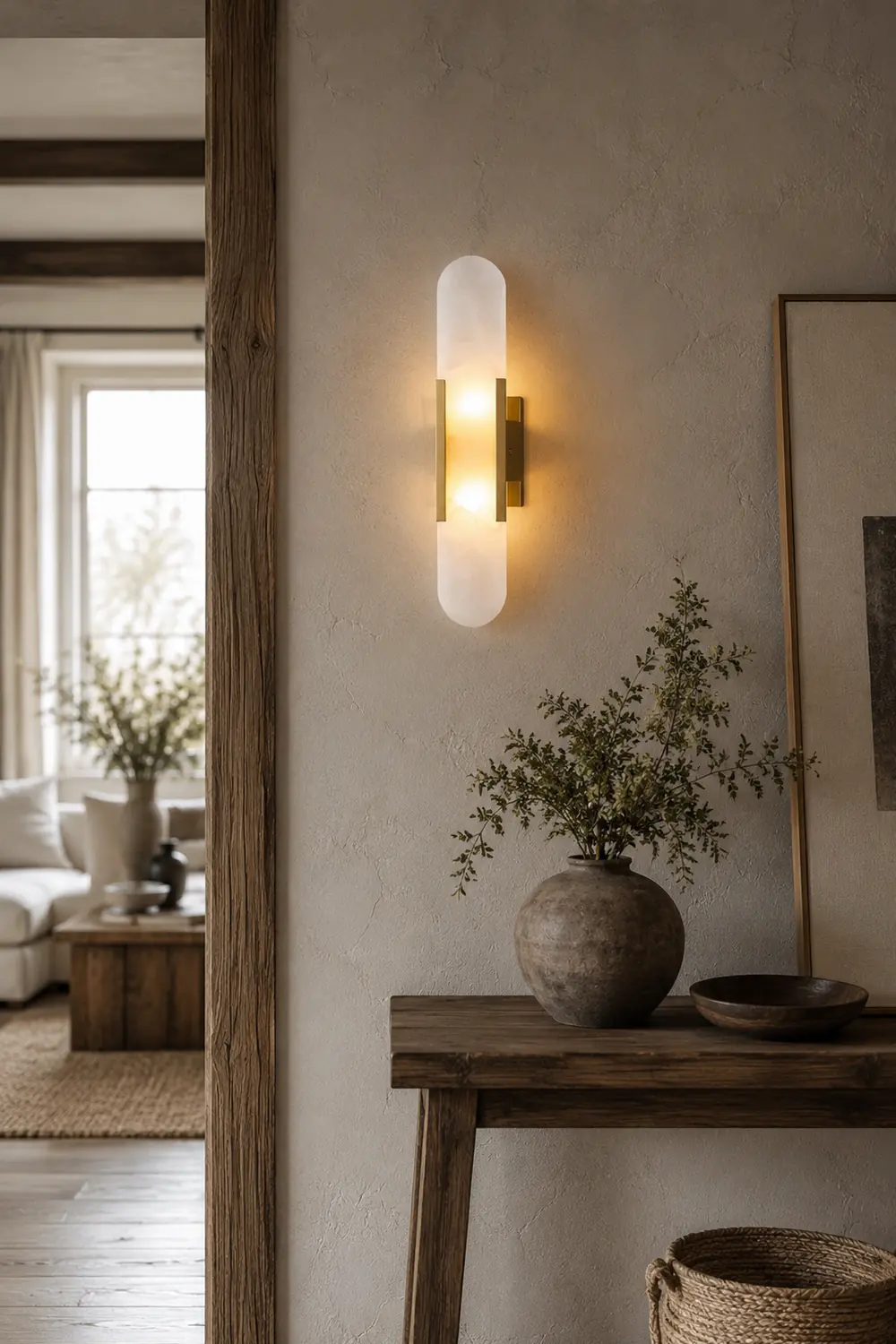 Modern Vertical Alabaster Wall Sconce - Lumpaz