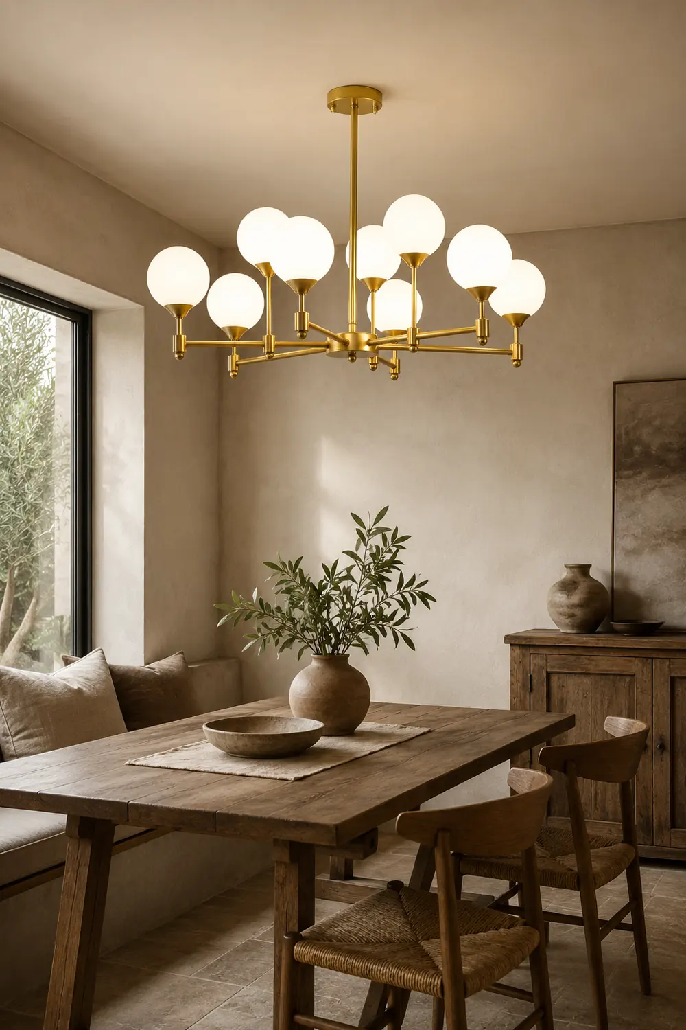 Brass Globe Mid-Century Modern Chandelier - Lumpaz