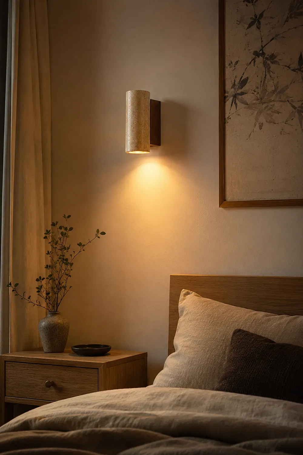 Travertine Cylinder Wall Lamp - Lumpaz