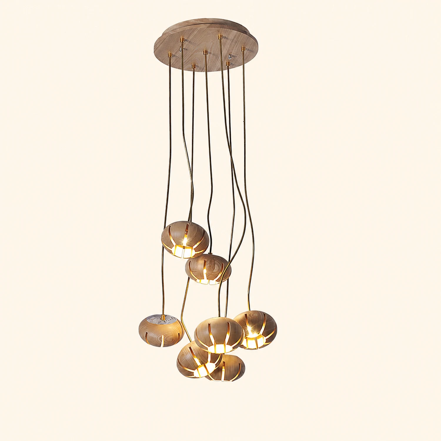 Wood Pumpkin Cluster Chandelier - Lumpaz